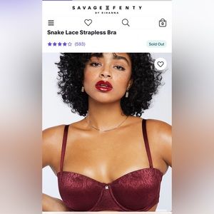 Savage X Fenty red snake lace strapless/convertible bra 32A - New Without Tags